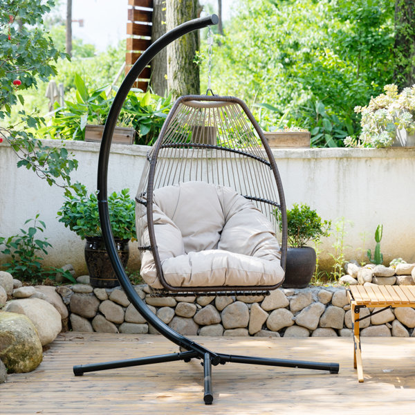 Barton premium hanging egg swing chair uv resistant fluffy cushion discount large basket style patio seating